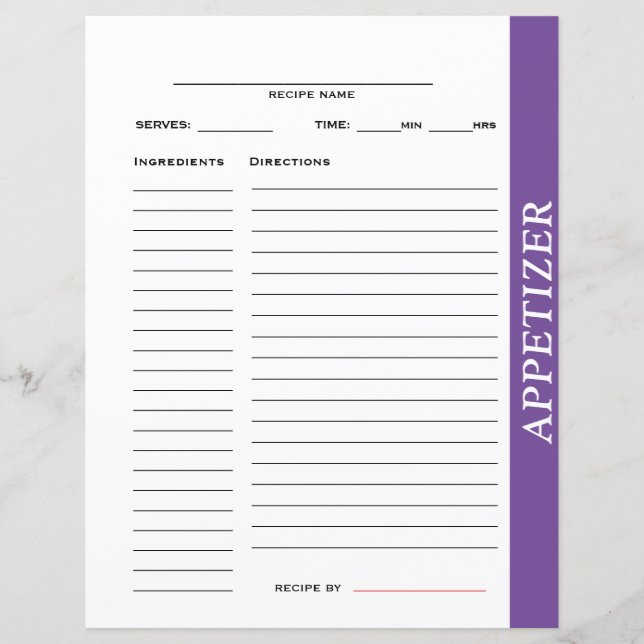 Appetizer Recipe Card (Voorkant)