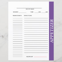 Appetizer Recipe Card