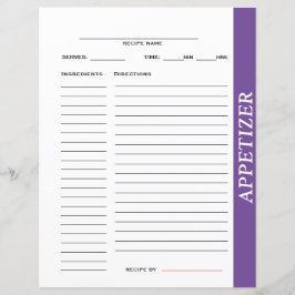 Appetizer Recipe Card