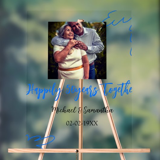 applaudissements à 50 ans anniversaire bleu feuill (Neutre)