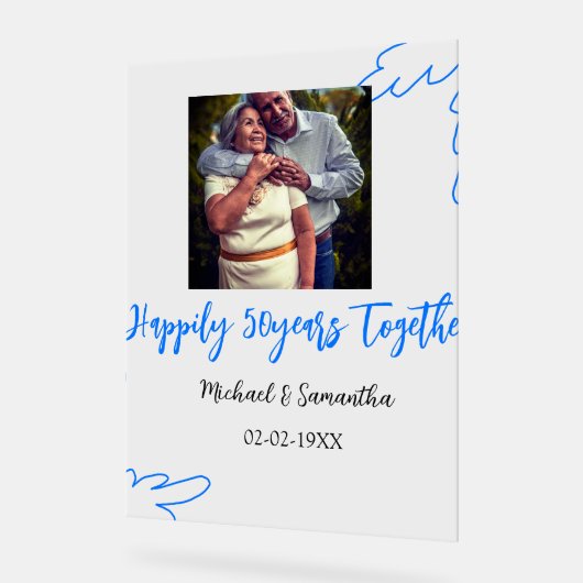 applaudissements à 50 ans anniversaire bleu feuill (Angle)