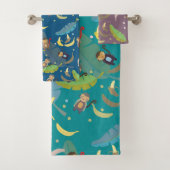 Applaus aap en bananen in boompatroon bad handdoek (Insitu)
