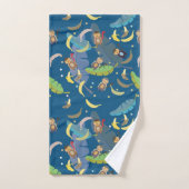 Applaus aap en bananen in boompatroon bad handdoek (Handdoek)