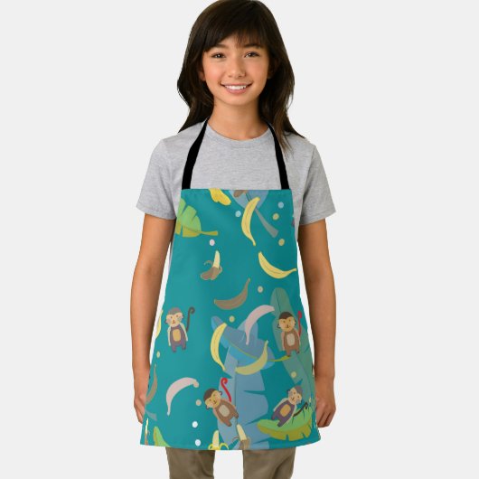 Applaus aap en bananen in boompatroon schort (Insitu)