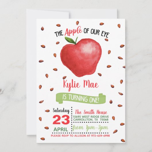 Apple 1er anniversaire Invitation - Pomme de notre (Devant)