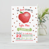 Apple 1er anniversaire Invitation - Pomme de notre (Debout devant)