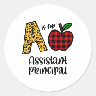 Apple A staat voor Direct Principal CK to School Ronde Sticker