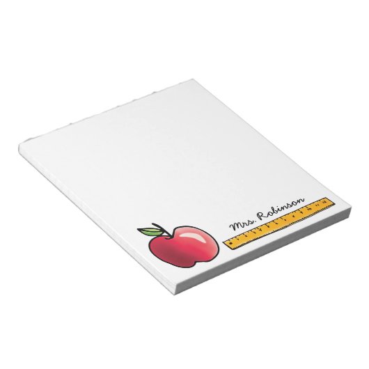 Apple and Ruler Personalized Teacher 5.5 x 6 Notitieblok (Schuin)