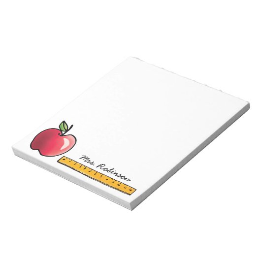 Apple and Ruler Personalized Teacher 5.5 x 6 Notitieblok (Gedraaid)