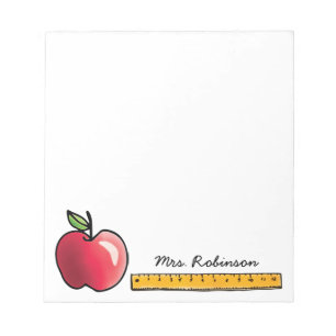 Apple and Ruler Personalized Teacher 5.5 x 6 Notitieblok