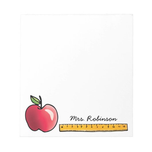 Apple and Ruler Personalized Teacher 5.5 x 6 Notitieblok (Voorkant)
