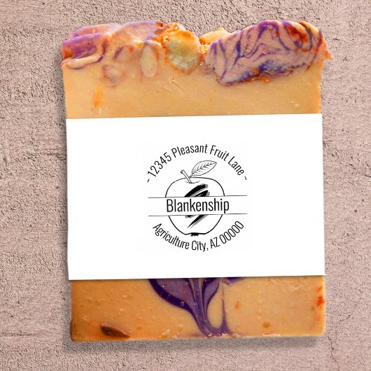 Apple Artwork Round Address Custom Name Rubberstempel