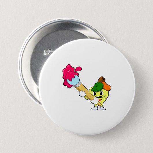 Apple as Painter with Paint Ronde Button 7,6 Cm (Voorkant /achterkant)