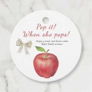 Apple baby shower - knal hem wanneer zij bevallen bedankjes labels