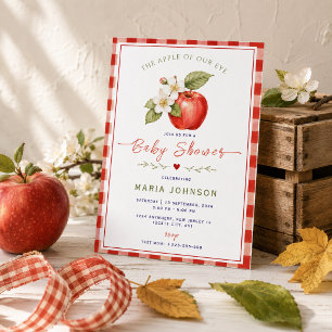 Apple Baby Shower Uitnodiging Rood Gingham