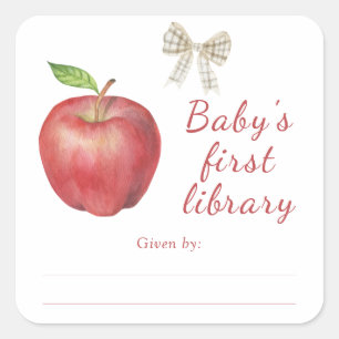 Apple - Baby showers boekenplank, boeken voor baby Vierkante Sticker