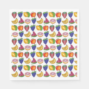 Apple Banana Lemon Limoen Grapes Berry Fruit Salad Servet