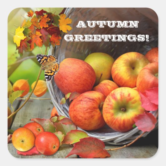 Apple Basket Autumn Greetings Rechthoekige Sticker (Voorkant)