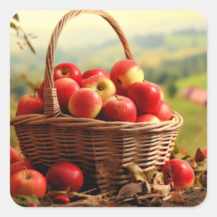 Apple Basket, herfst, Vierkante Sticker