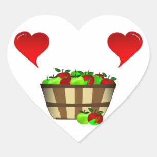 Apple Basket Love Hart Sticker