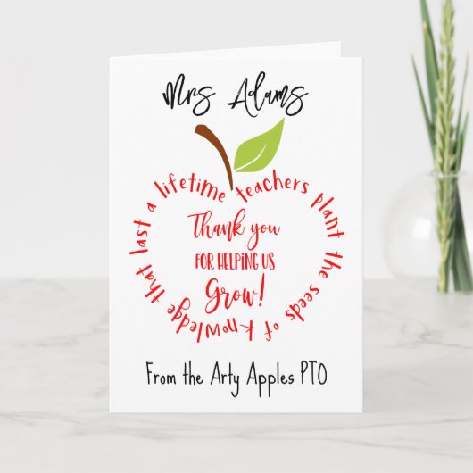 Apple bedankt dat je ons helpt om leraar te telen kaart (Voorkant)