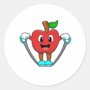 Apple bij Fitness met Rope Ronde Sticker