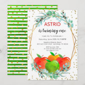 Apple Birthday Invitation, Birthday Invitation Kaart (Voorkant / Achterkant)