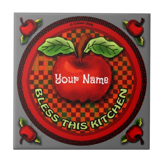 Apple Bless Deze keuken Tegeltje (Voorkant)