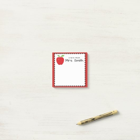 Apple-blocnote voor een leraar post-it® notes (Op bureau)