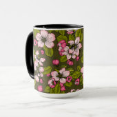 Apple-bloesem op donkergroen mok (Voorkant links)