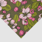 Apple-bloesem op donkergroen tissuepapier (Detail)