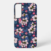 Apple bloesem op een donkerblauw