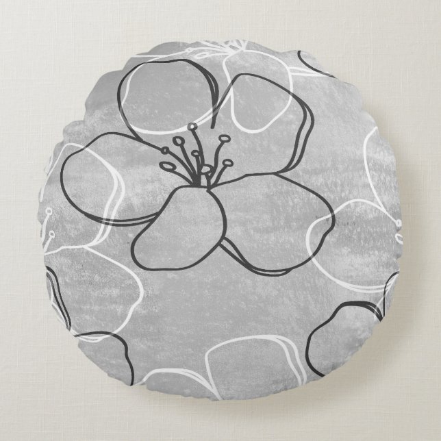 Apple Blossom Dream: Abstract Ornament Rond Kussen (Voorkant)