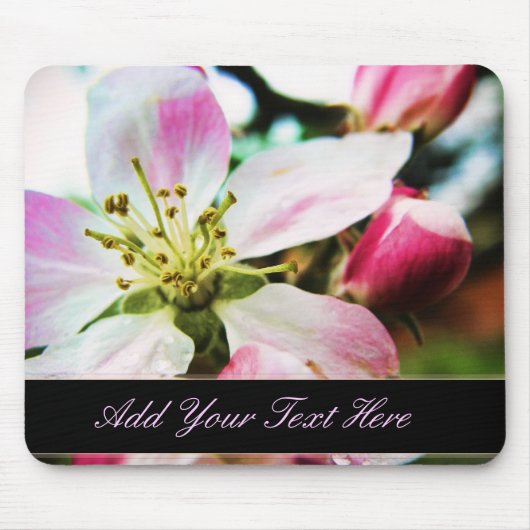 Apple Blossom Flower custom text Mousepad Muismat (Voorkant)