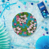 Apple blossom op turquoise papieren bordje (Feest)