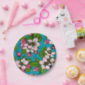 Apple blossom op turquoise papieren bordje (Feest)