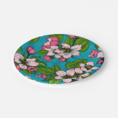 Apple blossom op turquoise papieren bordje (Gekanteld)
