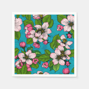 Apple blossom op turquoise servet