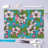 Apple blossom op turquoise tissuepapier (Craft)