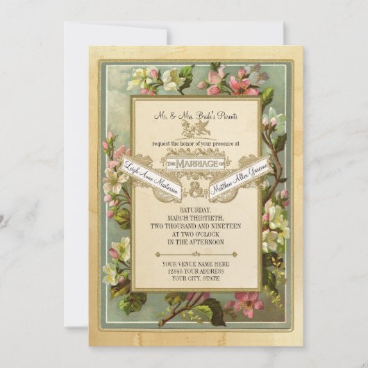  Apple Blossom, Tea Sined Typografie Kaart (Voorkant)