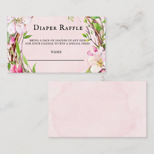Apple Blossom Tree Wreater Diaper Raffle Visitekaartje (Voorkant / Achterkant)