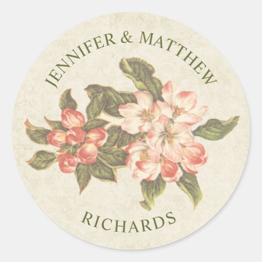  Apple Blossom Wedding | Naam Ronde Sticker (Voorkant)