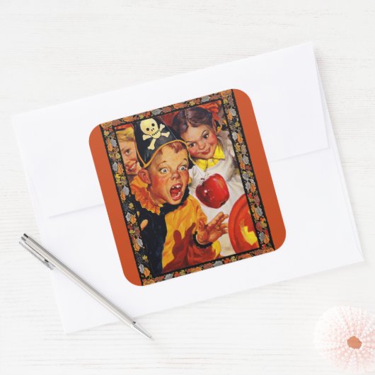 Apple Bobbing Gevaren Vierkante Sticker (Envelop)