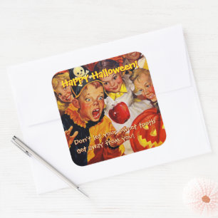 Apple Bobbing Gevaren   zoetekauw   Halloween Vierkante Sticker