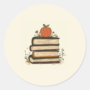 Apple Boek Stapel Ronde Sticker