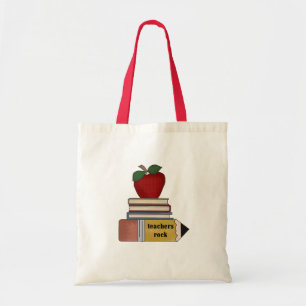Apple, Boeken, Potcil Teachers Rock Tote Bag