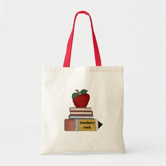 Apple, Boeken, Potcil Teachers Rock Tote Bag (Voorkant)
