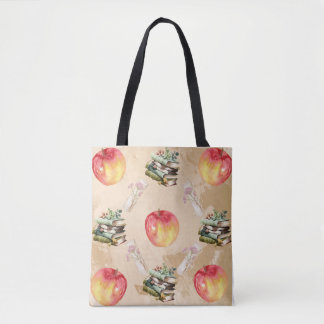 Apple & Book Pattern – Gezellige Herfst Vibe Draagtas