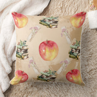 Apple & Book Pattern – Gezellige Herfst Vibe Kussen