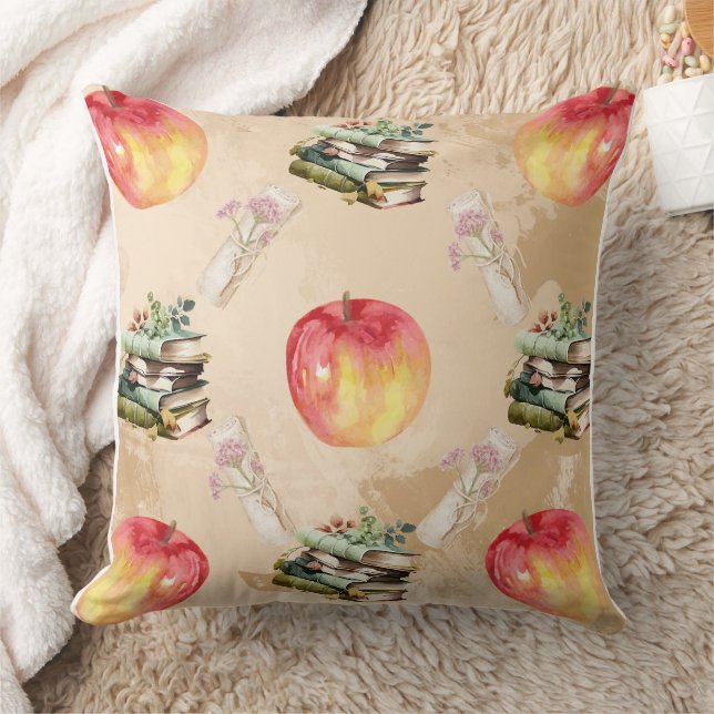  Apple & Book Pattern – Gezellige Herfst Vibe Kussen (Deken)